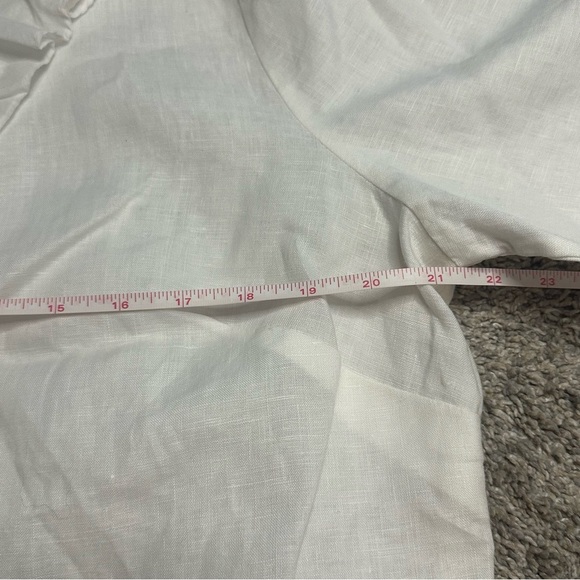 Carole Little Linen Ruffled Button Front Blouse 1X XL Plus size white chic work - Picture 7 of 7